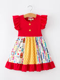 Load image into Gallery viewer, Girls Back To School Pencil Twirl Dress Ruffle Patchwork