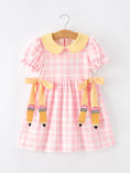 Load image into Gallery viewer, Girls Back To School Pencil Plaid Twirl Dress Bow Petals Collar