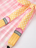 Load image into Gallery viewer, Girls Back To School Pencil Plaid Twirl Dress Bow Petals Collar