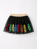 Load image into Gallery viewer, Back To School Crayon Girls Skirt Tulle Applique Skirt