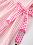 Load image into Gallery viewer, Girls Back To School Pink Plaid Petals Collar Pencil Applique Dress