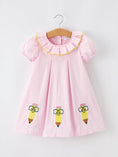 Load image into Gallery viewer, Back to School Pink Pencil Applique Ruffle Collar Girls Dress
