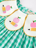 Load image into Gallery viewer, Back to School Apple Pencil Applique Girls Dress Petals Collar
