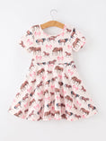 Load image into Gallery viewer, Girls Western Horse Print Twirl Dress Short Sleeve