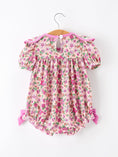 Load image into Gallery viewer, Pink Floral Bow Petals Collar Girls Romper
