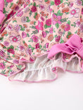 Load image into Gallery viewer, Pink Floral Bow Petals Collar Girls Romper