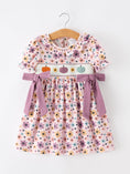 Load image into Gallery viewer, Halloween Thanksgiving Pumpkin Floral Bow Girls Dress
