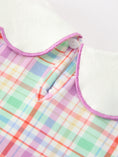 Load image into Gallery viewer, Back To School Plaid Crayon Embroidery Girls Dress Bow Puff Sleeve
