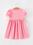 Load image into Gallery viewer, Back To School Embroidery Girls Dress Bow Ruffle Puff Sleeve
