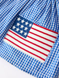 Load image into Gallery viewer, 4th of July Plaid Girls Set Flag Star Bow Top Shorts Outfit