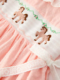 Load image into Gallery viewer, Western Horse Embroidery Girls Dress Lace Petals Collar Puff Sleeve