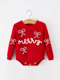 Load image into Gallery viewer, Christmas Candy Cane Merry Knit Baby Romper