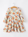 Load image into Gallery viewer, Fall Floral Girls Dress Long Sleeve Twirl Dress