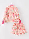 Load image into Gallery viewer, Halloween Thanksgiving Pumpkin Bow Girls Pajama Set