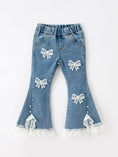 Load image into Gallery viewer, Bow Lace Girls Flare Jeans