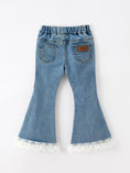 Load image into Gallery viewer, Bow Lace Girls Flare Jeans