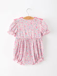 Load image into Gallery viewer, Pink Bow Smocked Floral Baby Bubble