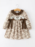 Load image into Gallery viewer, Duck Smocked Camo Girl Dress Bow Detail