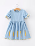 Load image into Gallery viewer, Back to School Pencil Applique Girl Dress Scallop Hem