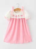 Load image into Gallery viewer, Pink Ballet Embroidery Bow Polka Dot Dress
