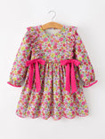 Load image into Gallery viewer, Hot Pink Bow Floral Girl Dress