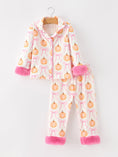 Load image into Gallery viewer, Halloween Thanksgiving Pumpkin Bow Fur Pajama Set