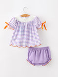 Load image into Gallery viewer, Halloween Ghost Plaid Bow Girls Bloomer Set