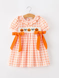 Load image into Gallery viewer, Halloween Pumpkin Plaid Bow Girls Dress
