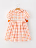 Load image into Gallery viewer, Halloween Pumpkin Plaid Bow Girls Dress