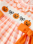 Load image into Gallery viewer, Halloween Pumpkin Plaid Bow Girls Dress