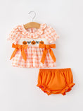 Load image into Gallery viewer, Halloween Pumpkin Plaid Girls Bloomer Set