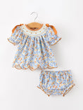 Load image into Gallery viewer, Fall Floral Smocked Girls Bloomer Set