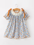 Load image into Gallery viewer, Fall Floral Smocked Girls Dress
