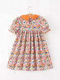 Load image into Gallery viewer, Fall Floral Smocked Petals Collar Girls Dress