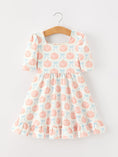 Load image into Gallery viewer, Halloween Thanksgiving Pumpkin Bow Girls Twirl Ruffle Dress