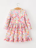 Load image into Gallery viewer, Fall Butterfly Floral Print Girls Ruffle Hem Twirl Dress