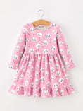 Load image into Gallery viewer, Fall Cat Print Girls Ruffle Hem Twirl Dress