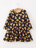 Load image into Gallery viewer, Halloween Candy Corn Girls Long Sleeve Twirl Dress