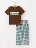 Load image into Gallery viewer, Plaid Moose Smocked Boys Short Sleeve Pant Set