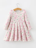 Load image into Gallery viewer, Halloween Ghost Bow Print Girls Long Sleeve Twirl Dress