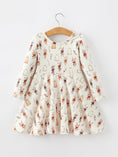 Load image into Gallery viewer, Halloween Ghost Floral Bow Girls Long Sleeve Twirl Dress