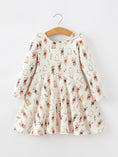 Load image into Gallery viewer, Halloween Ghost Floral Bow Girls Long Sleeve Twirl Dress