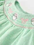 Load image into Gallery viewer, Christmas Mint Green Smocked Santa Baby Girl Bloomer Set