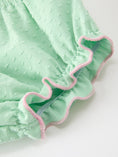 Load image into Gallery viewer, Christmas Mint Green Smocked Santa Baby Girl Bloomer Set