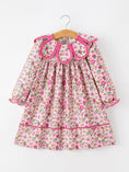 Load image into Gallery viewer, Hot Pink Floral Petals Collar Girl Dress