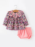 Load image into Gallery viewer, Pink Floral Petals Collar Girl Bloomer Set