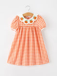 Load image into Gallery viewer, Fall Pumpkin Embroidered Puff Sleeve Girls Dress