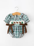 Load image into Gallery viewer, Plaid Moose Smocked Baby Girl Bubble Romper