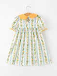 Load image into Gallery viewer, Fall Smocked Floral & Stripe Baby Girl Dress with Scallop Collar
