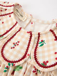 Load image into Gallery viewer, Fall Gingham Girls Dress Ruffle Collar Bow